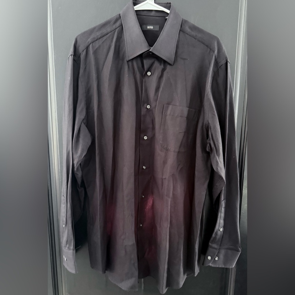 Hugo Boss Black Button Up Dress Shirt Luxury Fashion Designer 17/34-35